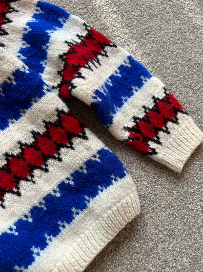 Vintage Hand Knitted Wool Sweater Jumper Cream Small