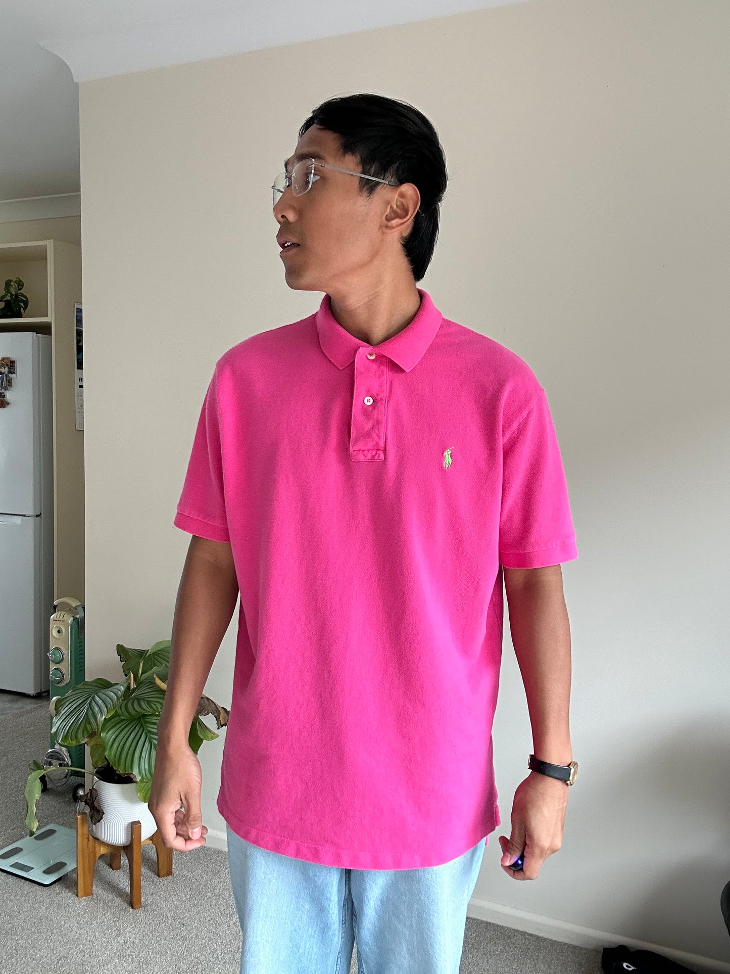Polo Ralph Lauren men's cotton piqué polo shirt in a pink color Large