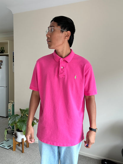 Polo Ralph Lauren men's cotton piqué polo shirt in a pink color Large