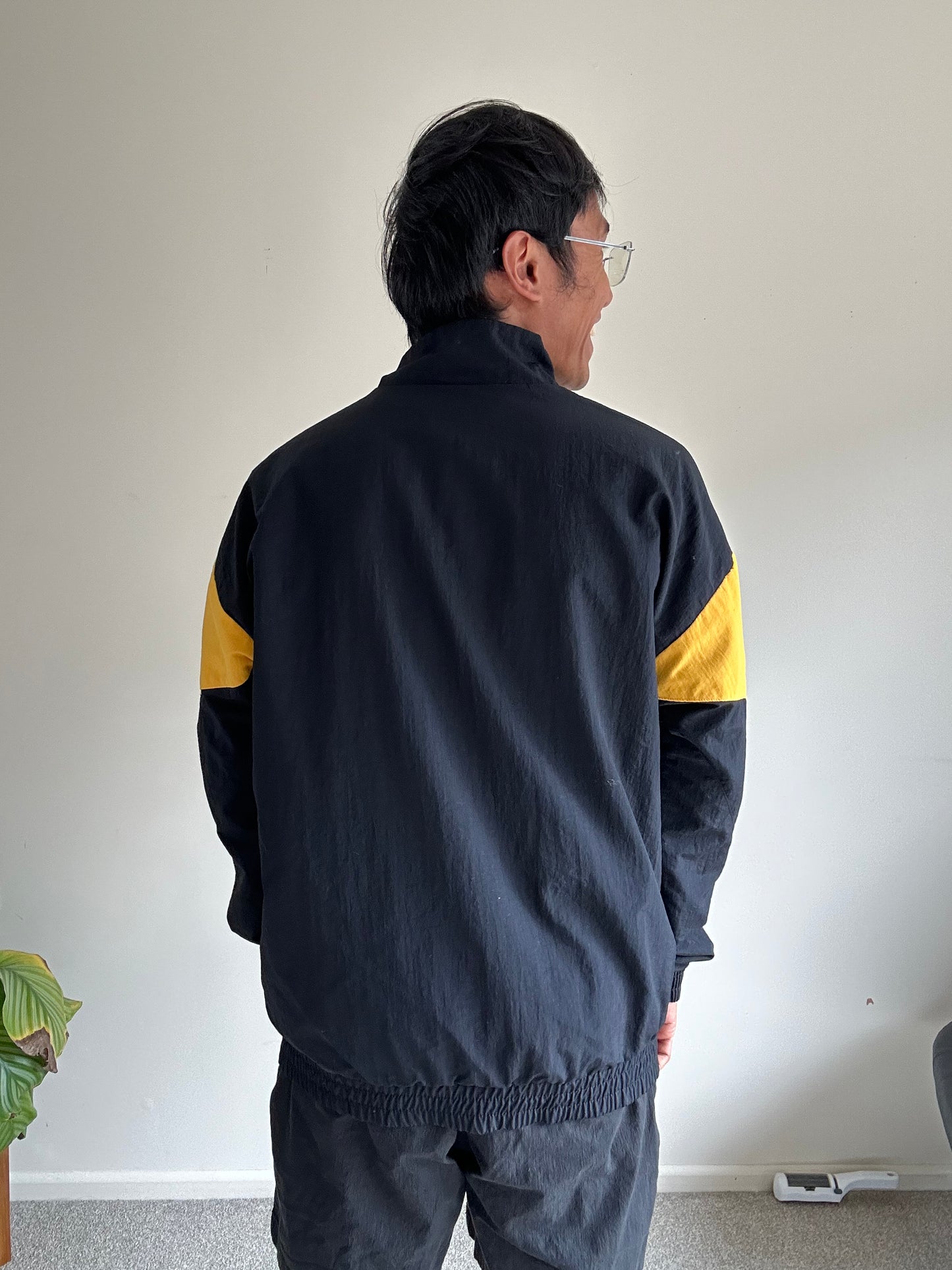 Fila Black and Yellow Nylon Sports Jacket Medium