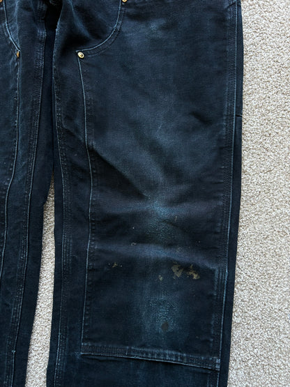 Carhartt Black Double Knee size 30 waist 40 inches Length Vintage Made in USA