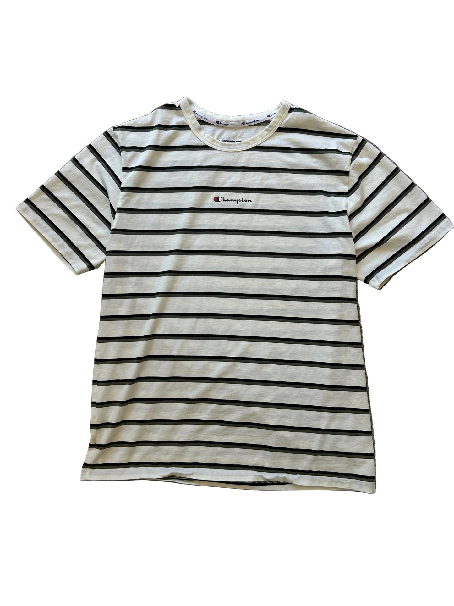 CHAMPION STRIPE SHORT SLEEVE TEE, WHITE XL