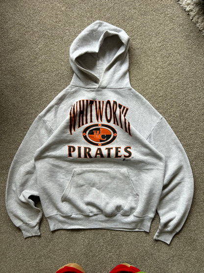 Vintage Whit Worth Pirates Hoodie Large Grey