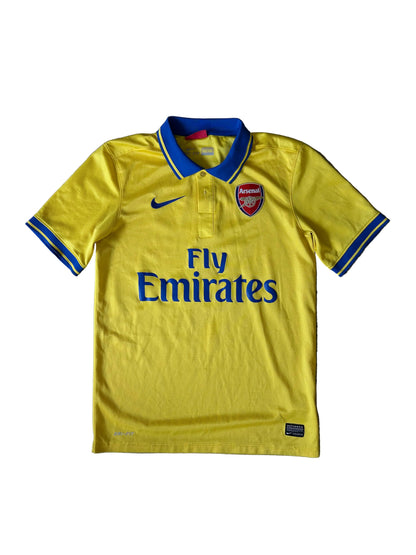 Nike Arsenal FC 2013-14 Away Jersey in yellow and blue with a polo collar Small