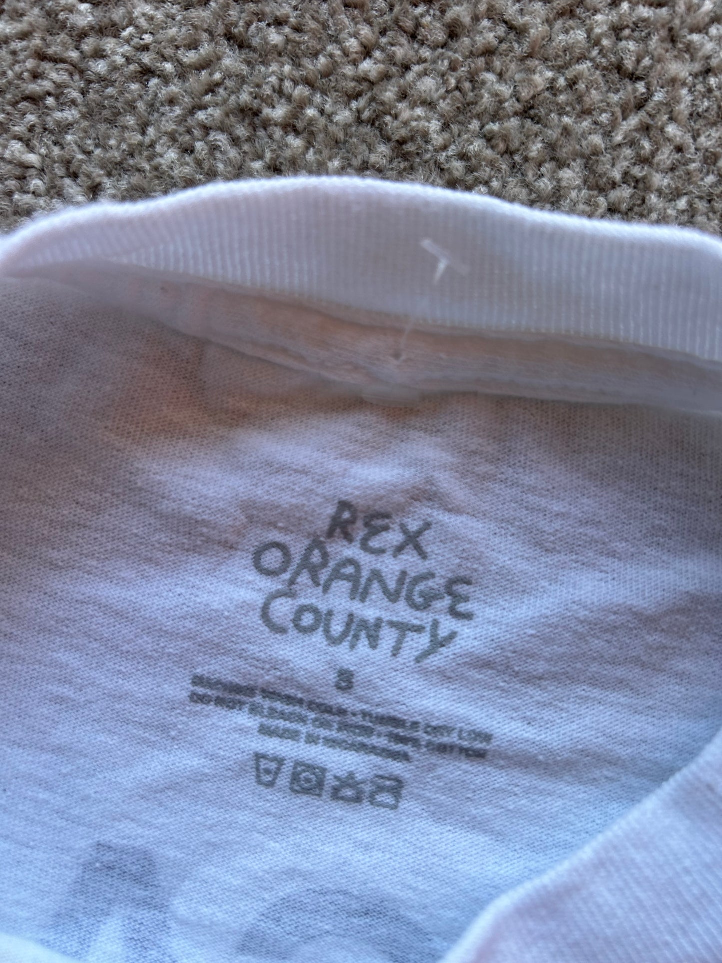 Who Cares? Rex Orange County Merch Tee Small White
