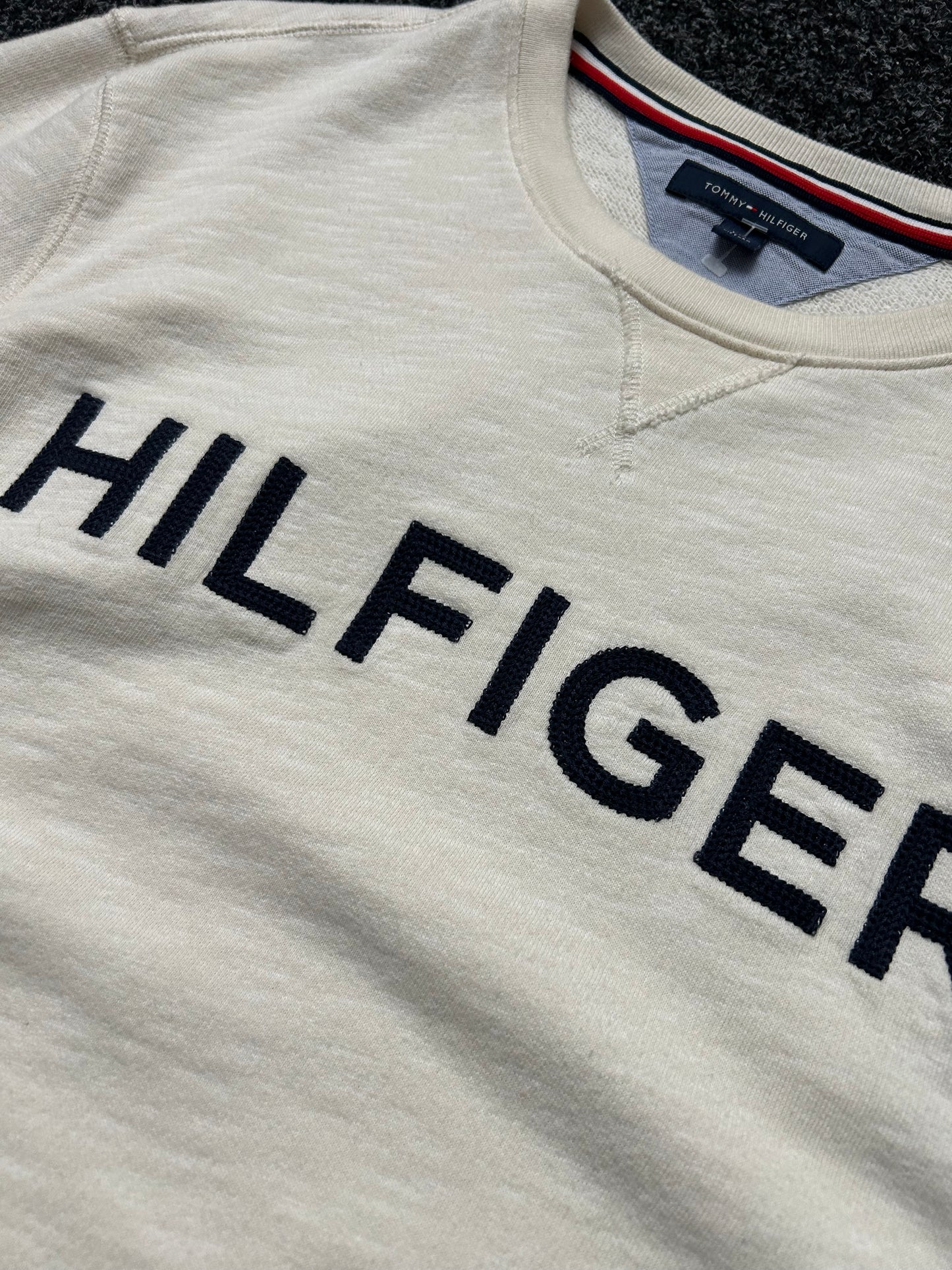 HILFIGER CREW NECK JUMPER Large Cream