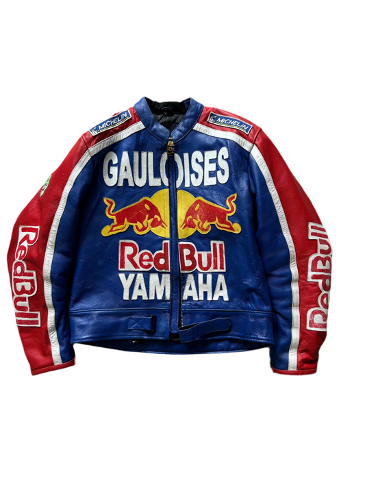vintage Red Bull Yamaha Factory Racing leather motorcycle jacket size Large