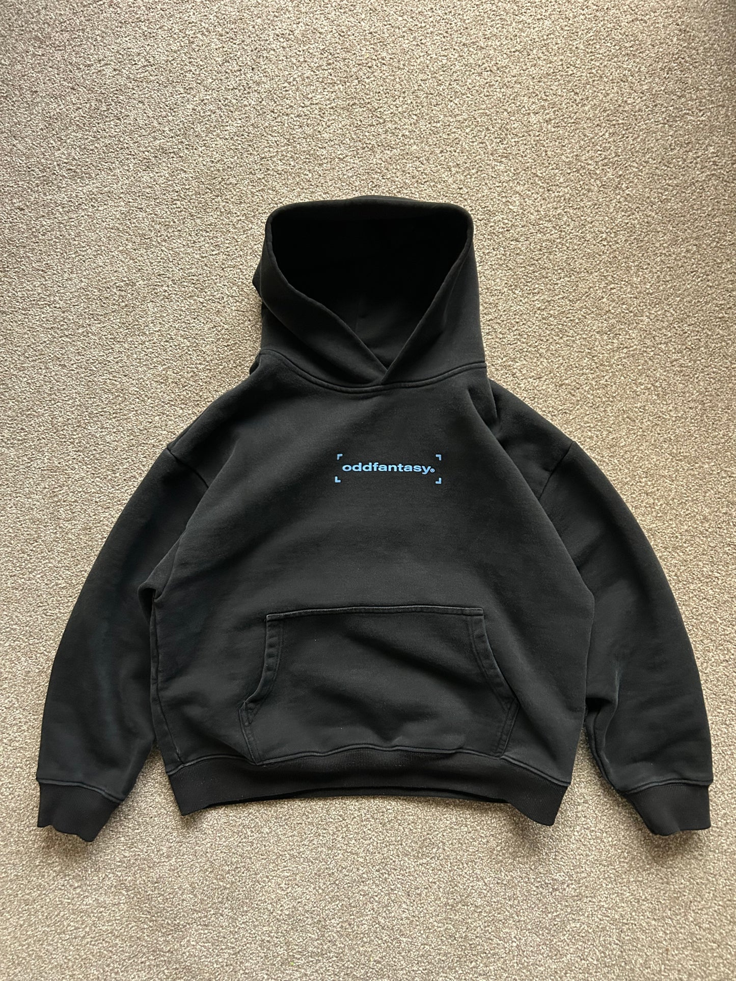 Odd Fantasy Crop Hoodie Heavy Weight Black Medium