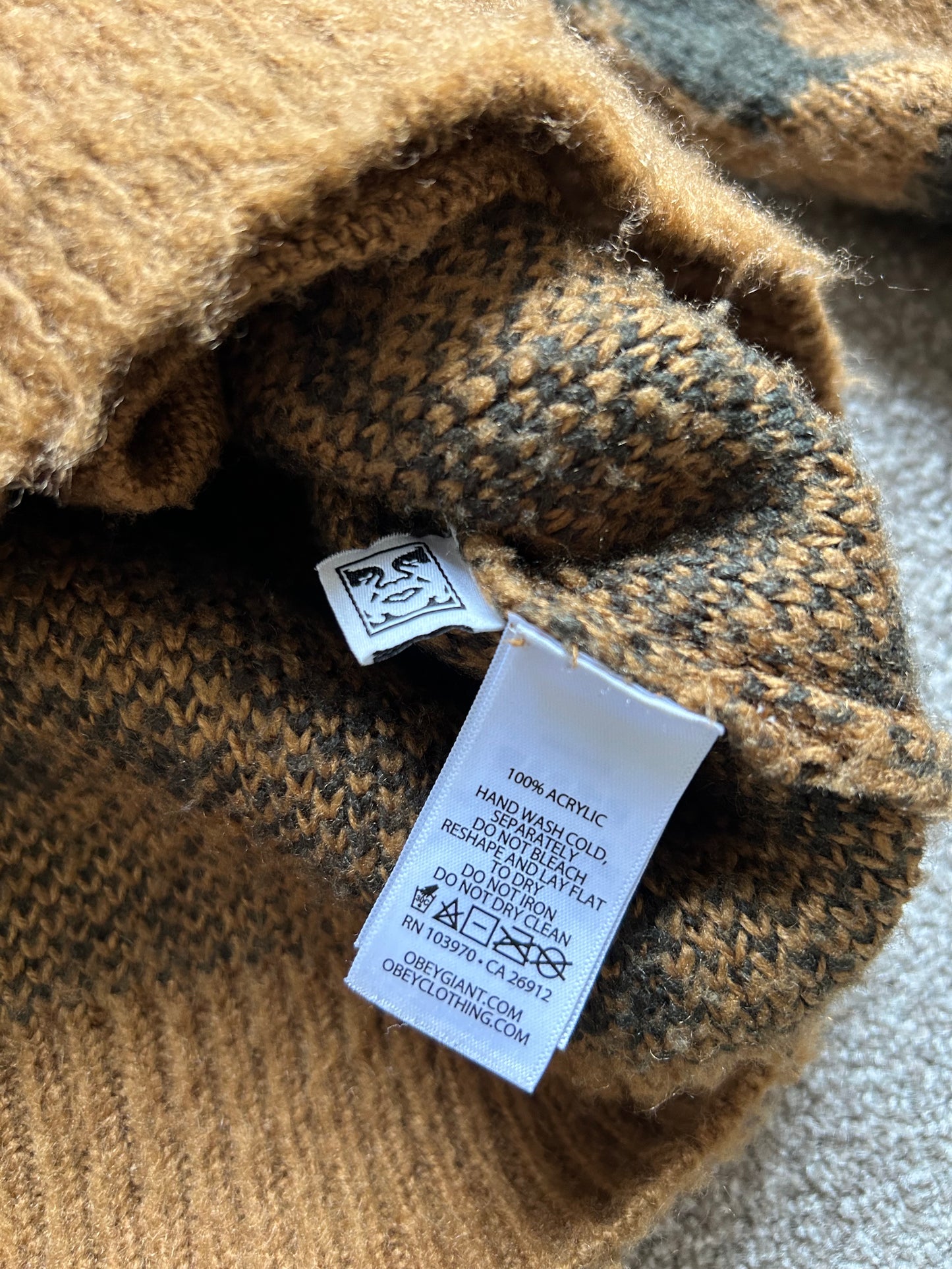 Obey Pally Cardigan Brown Large