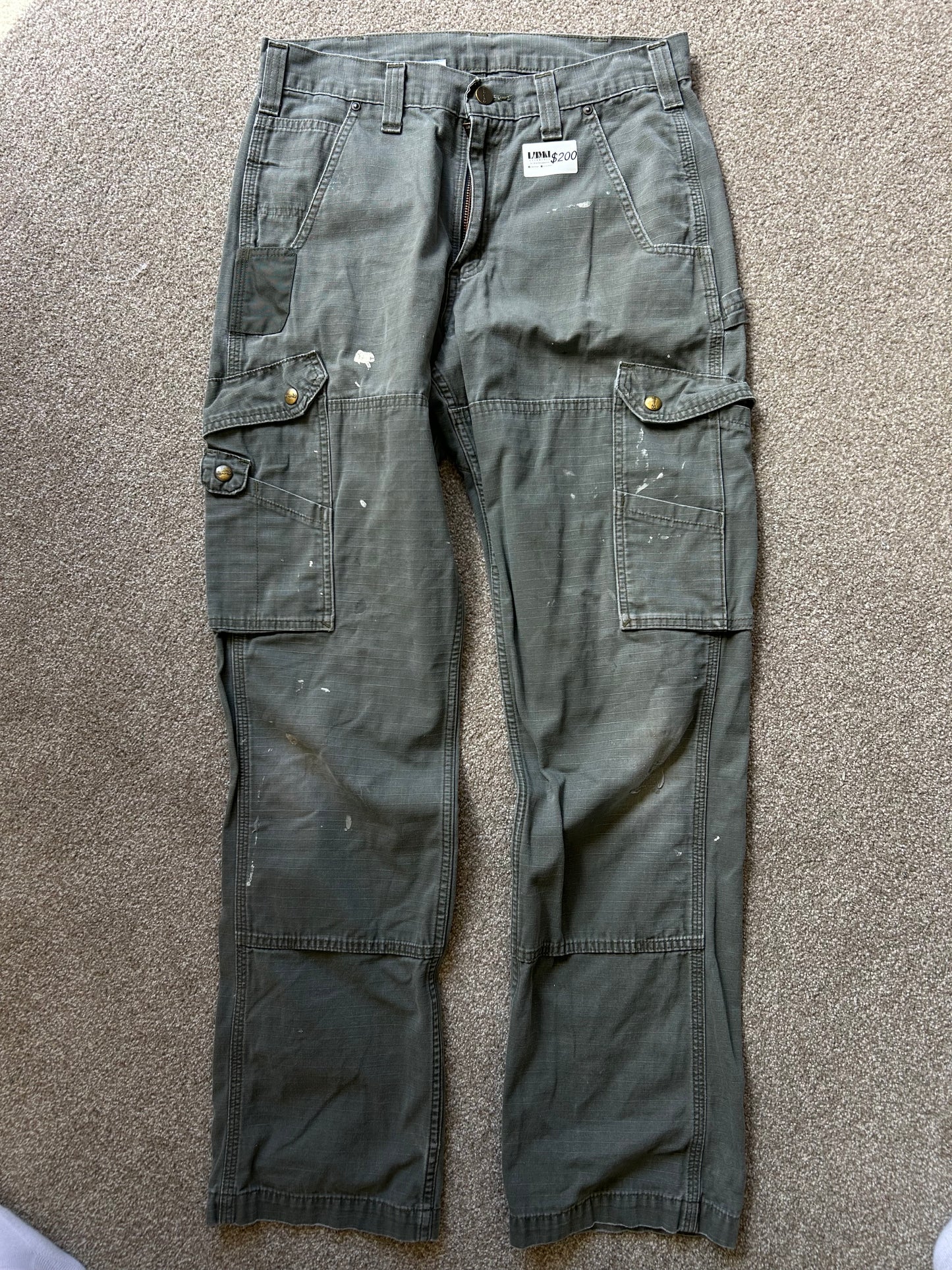 Vintage Carhartt Moss Green Pants size 32 waist 42 Length