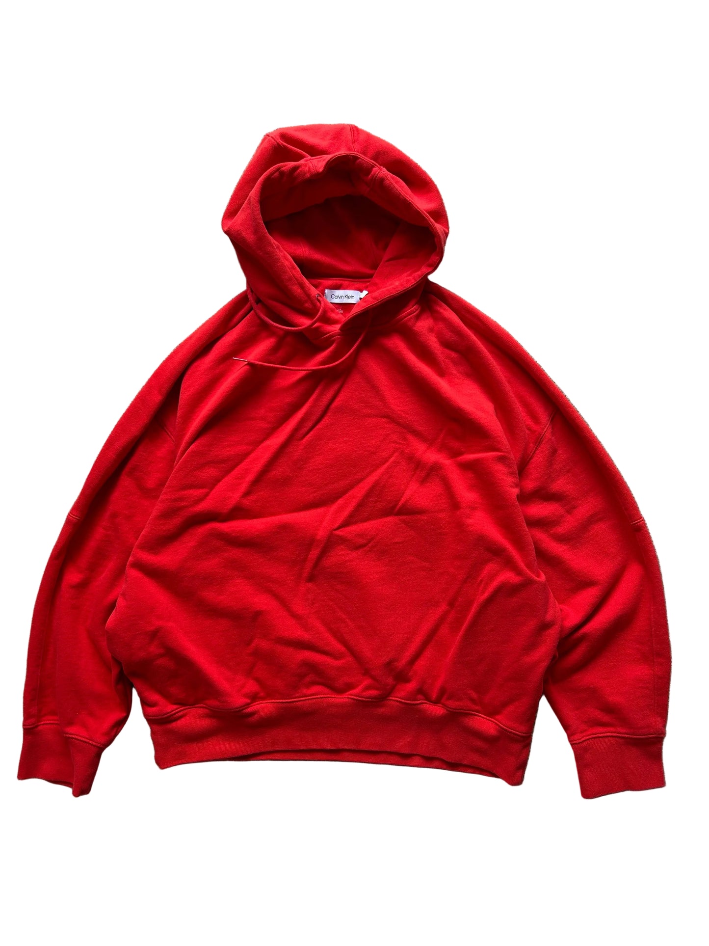 Calvin Klein Orange Hoodie Large Oversize Boxy