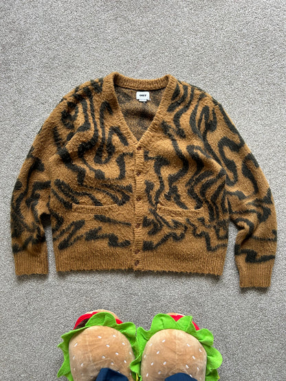 Obey Pally Cardigan Brown Large