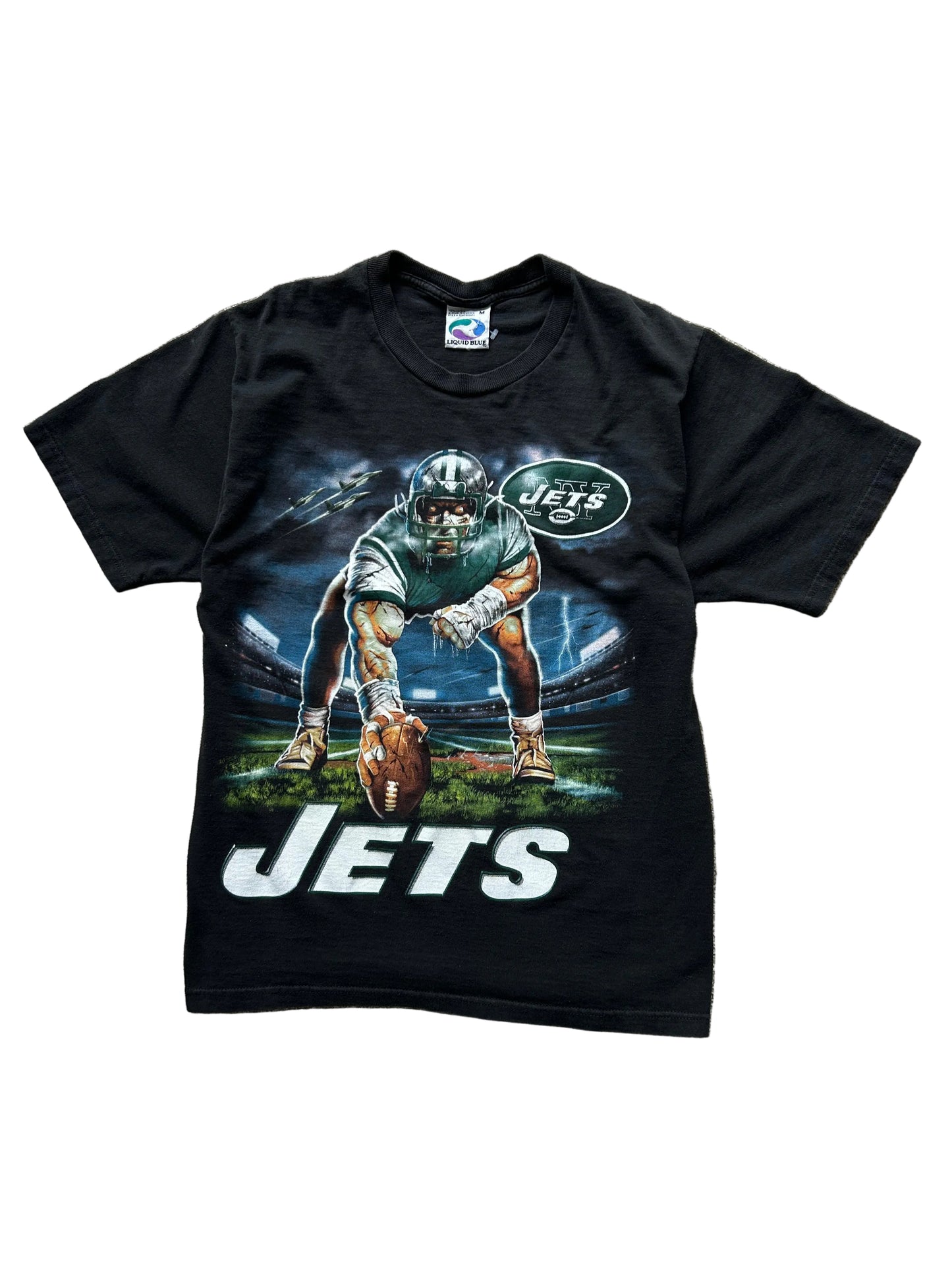 vintage Y2K New York Jets T-shirt, likely featuring running back Curtis Martin Black Medium