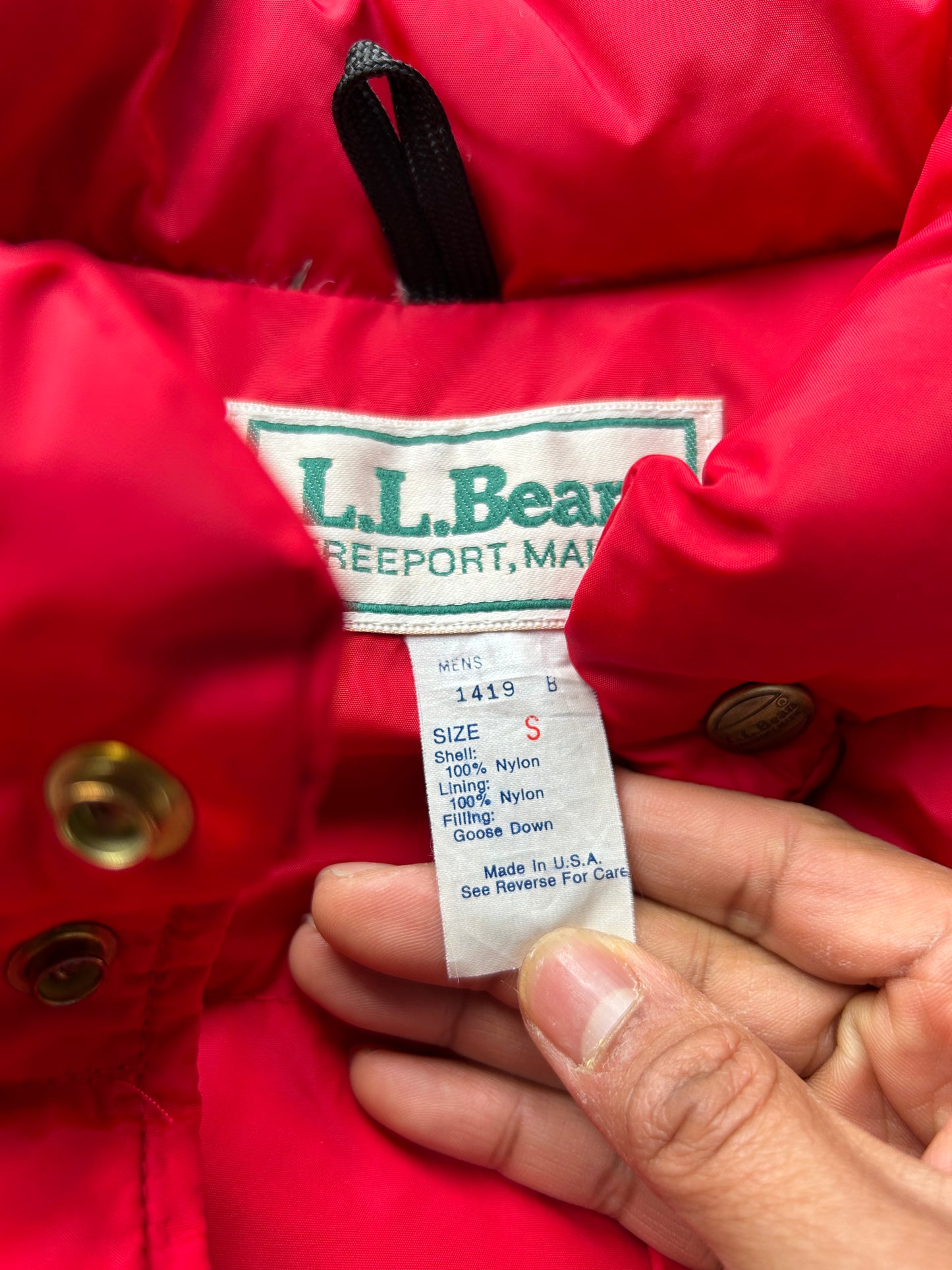 Vintage LL Bean Down Vest Red Small Made in USA
