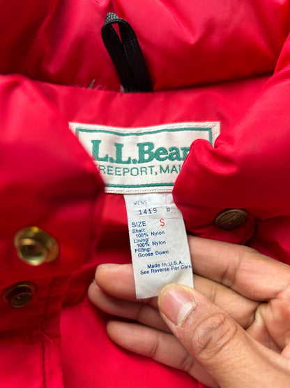 Vintage LL Bean Down Vest Red Small Made in USA