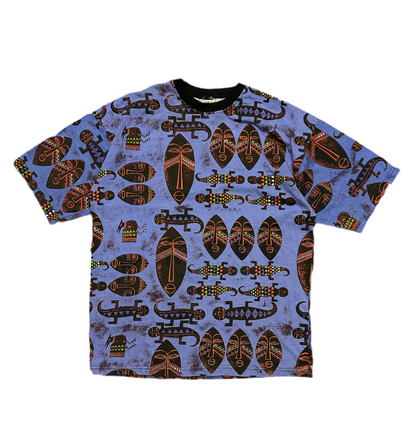 Earth Vintage Handmade in Zimbabwe allover print Tee Small Purple