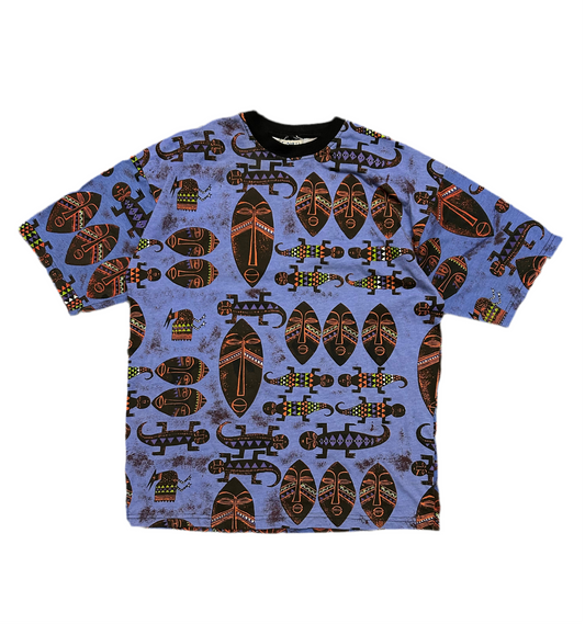 Earth Vintage Handmade in Zimbabwe allover print Tee Small Purple