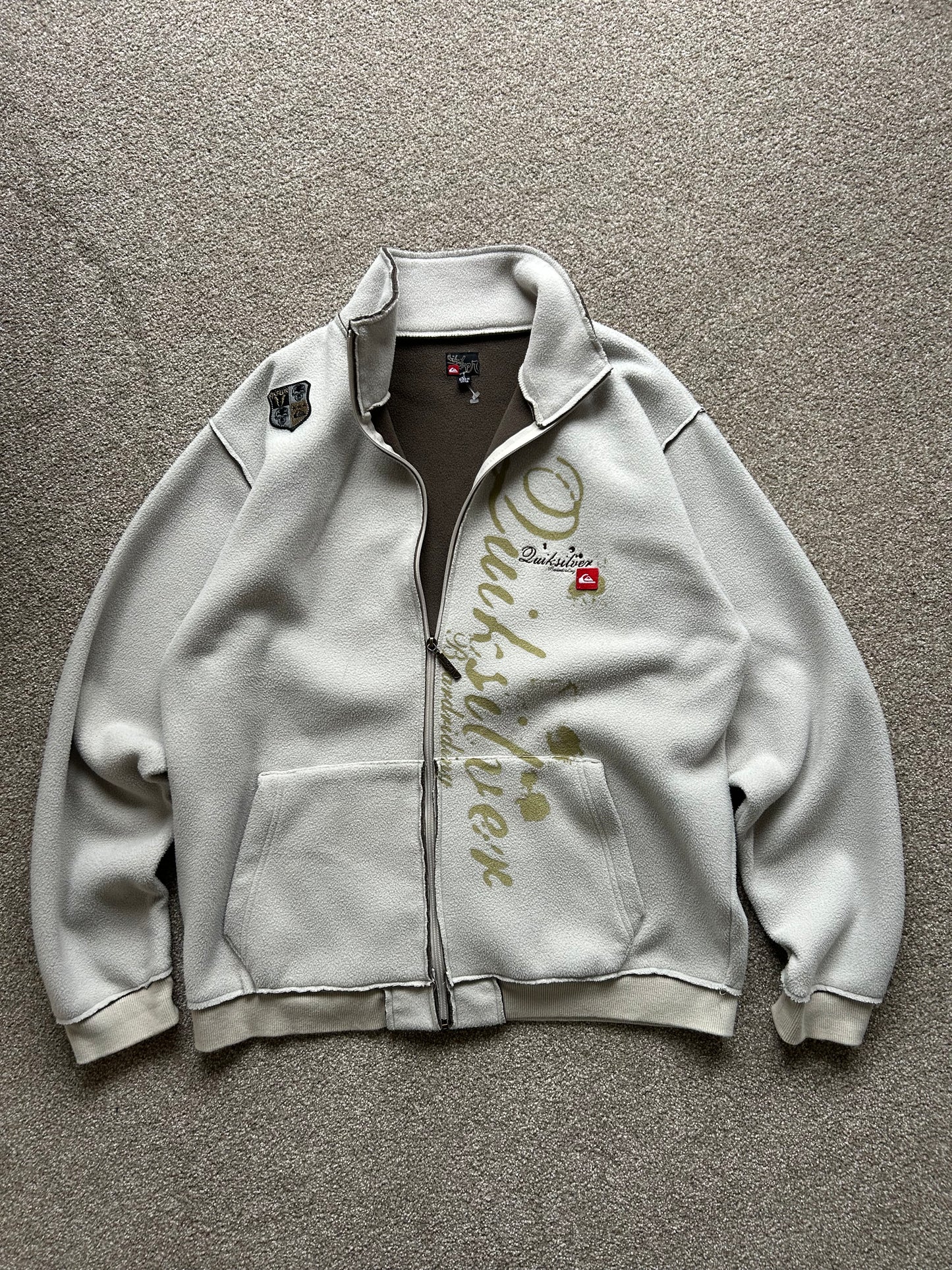 Y2K Quiksilver Fleece Jacket XL Cream