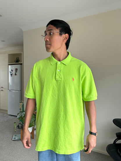 Polo Ralph Lauren logo short-sleeve polo shirt in lime green cotton XL