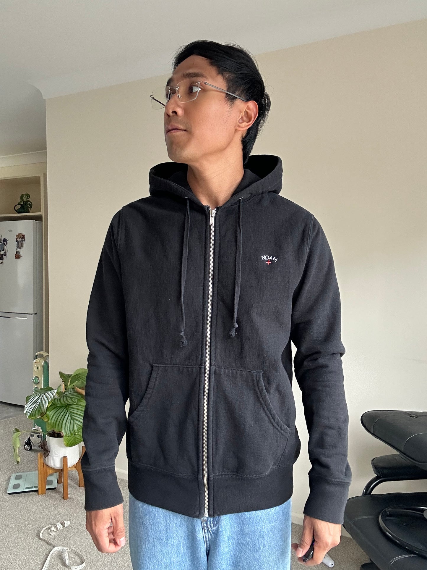 Noah - Logo-Embroidered Cotton-Jersey Zip-Up Hoodie - Black Small
