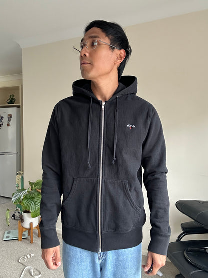 Noah - Logo-Embroidered Cotton-Jersey Zip-Up Hoodie - Black Small