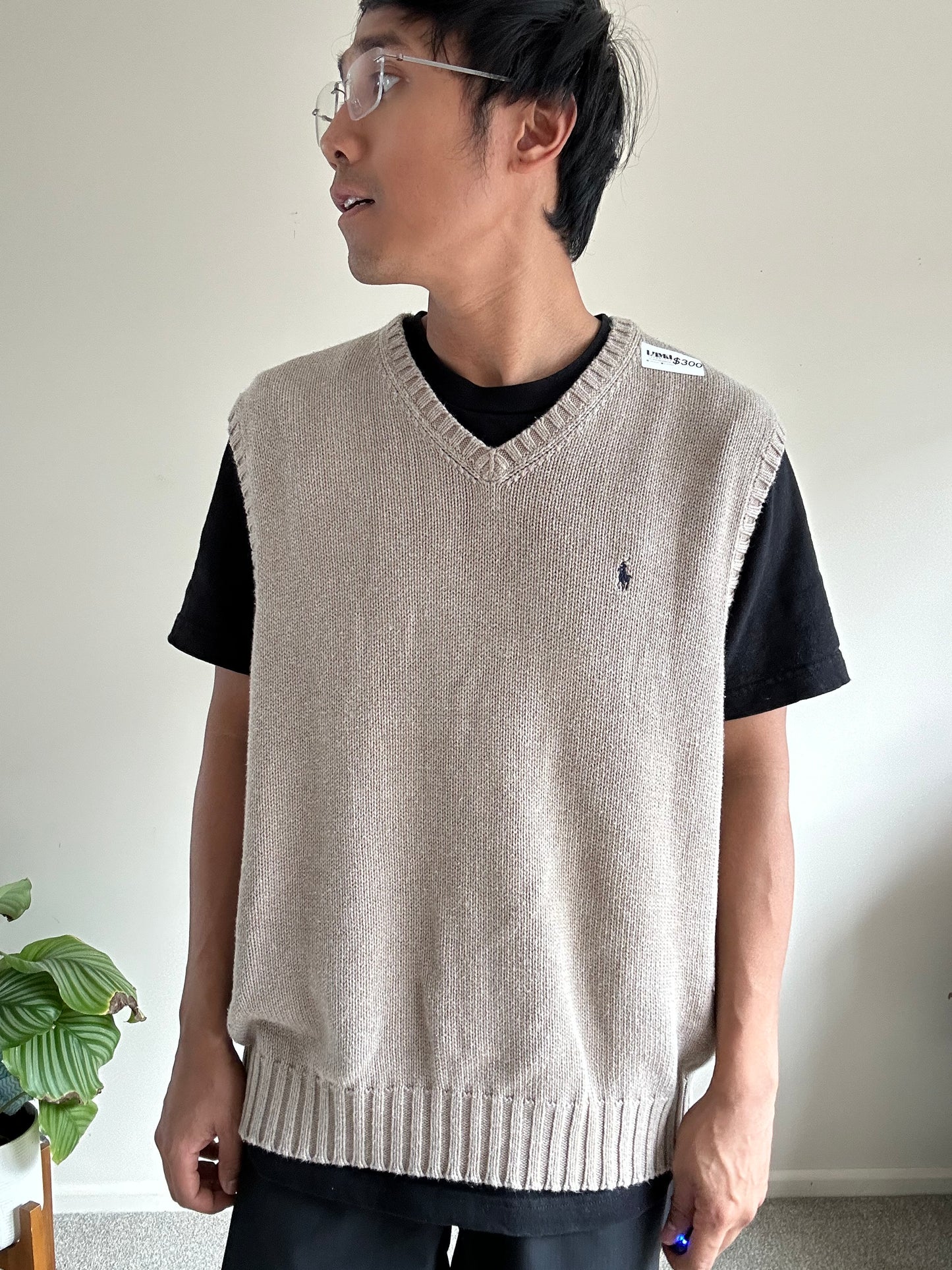 Ralph Lauren RL Knitted Vest XL Khaki Brown