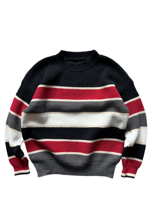 Vintage Wool Hand Knitted Sweater Stripe Medium