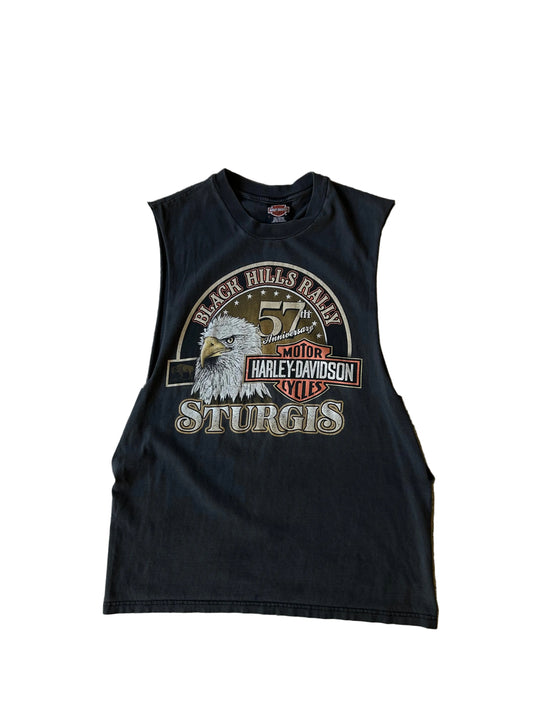 vintage Harley-Davidson Sturgis 57th Anniversary Black Hills Rally sleeveless muscle t-shirt from 1997 Large