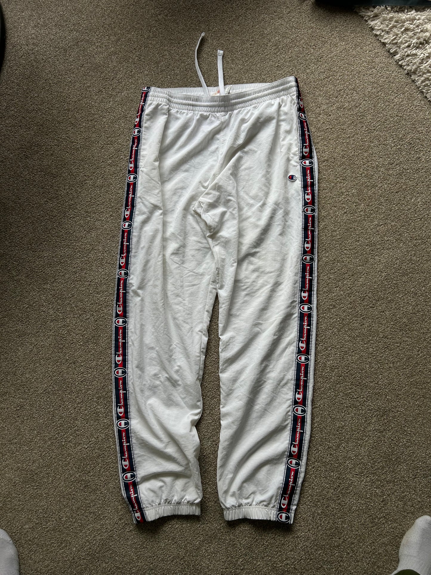 Champion Reverse Weave Corporate Taped Track Pant Large White
