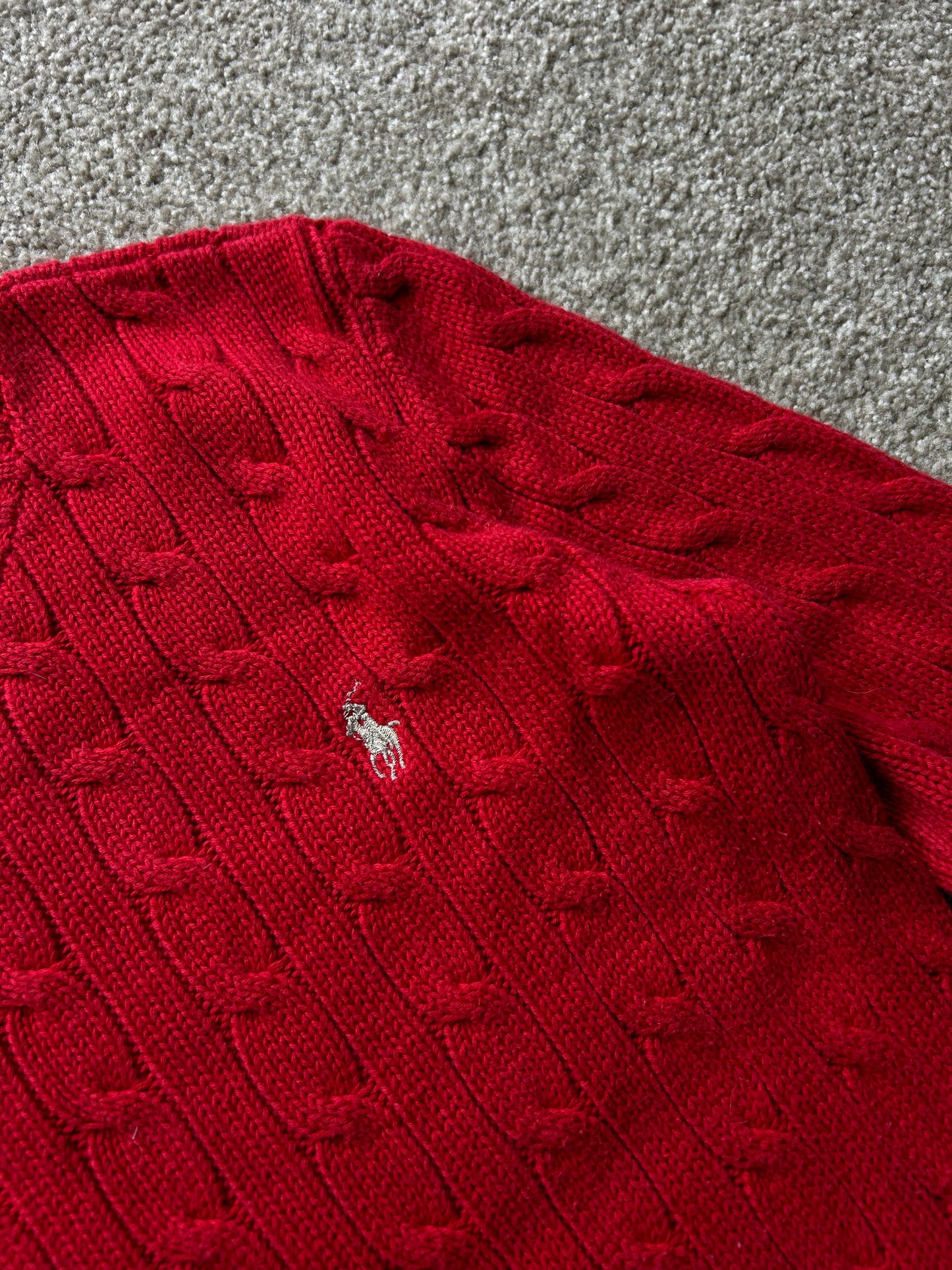Ralph Laure RL Cross Knit Red Jumper Small