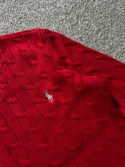 Ralph Laure RL Cross Knit Red Jumper Small