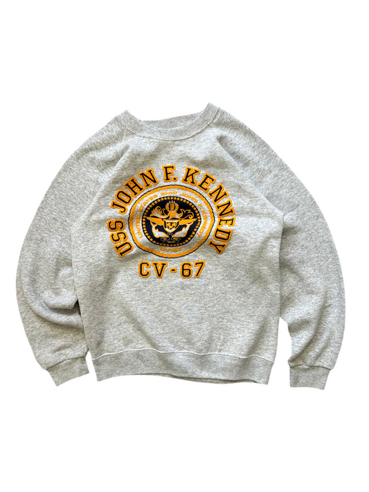 Vintage Uss John F Kennedy Sweatshirt Size Medium Grey