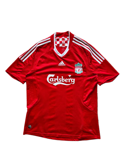 authentic adidas Liverpool FC 2008-10 Home Shirt featuring the iconic Carlsberg Large Red