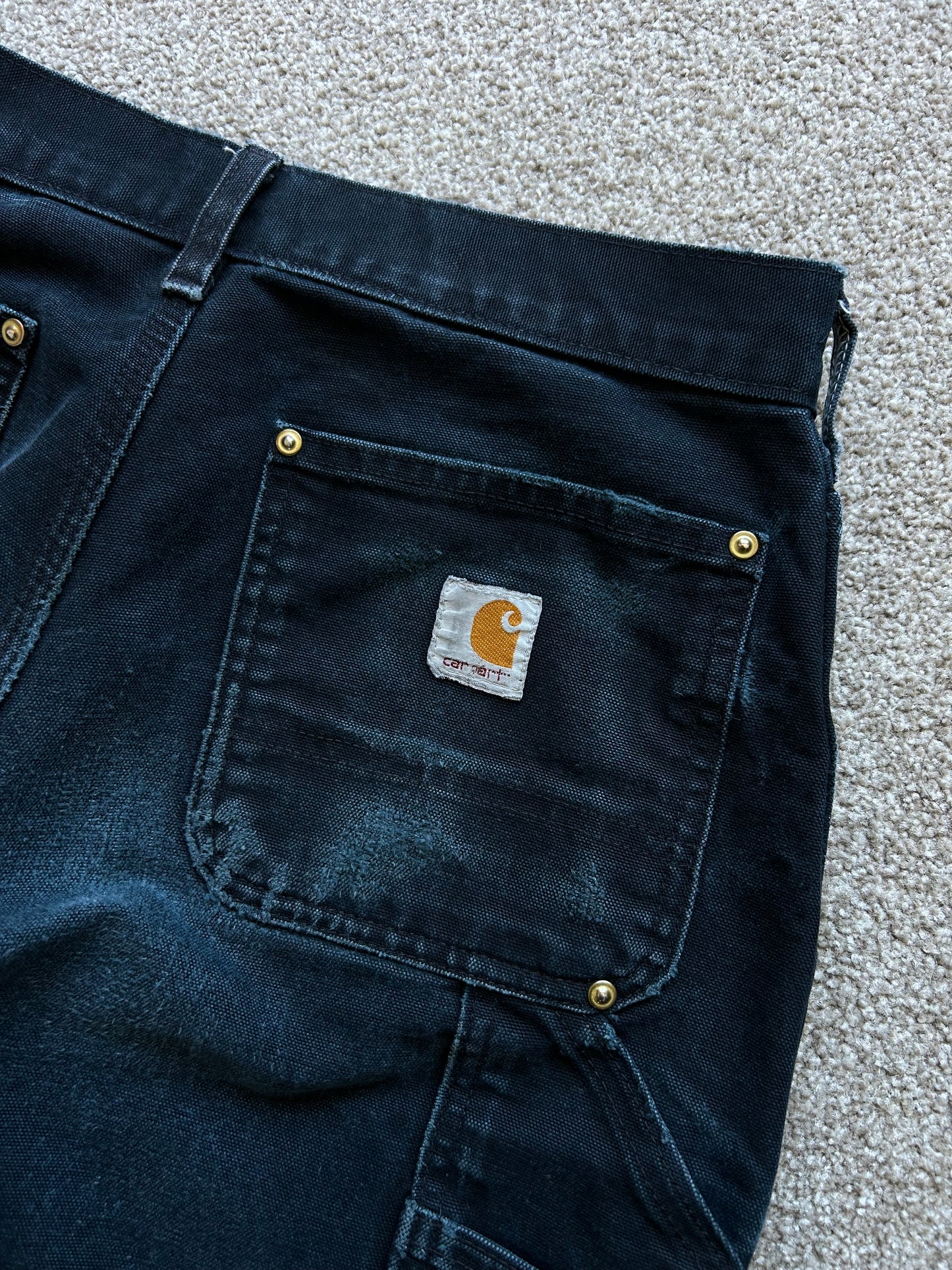 Carhartt Black Double Knee size 30 waist 40 inches Length Vintage Made in USA