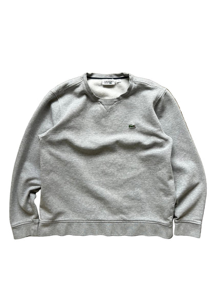 Lacoste crew neck sweatshirt in grey organic brushed cotton Medium