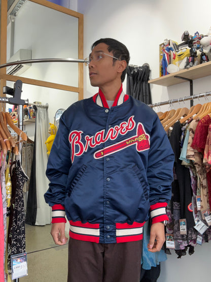 MLB Vintage 80s Wilson Atlanta Braves satin jacket size XL Navy