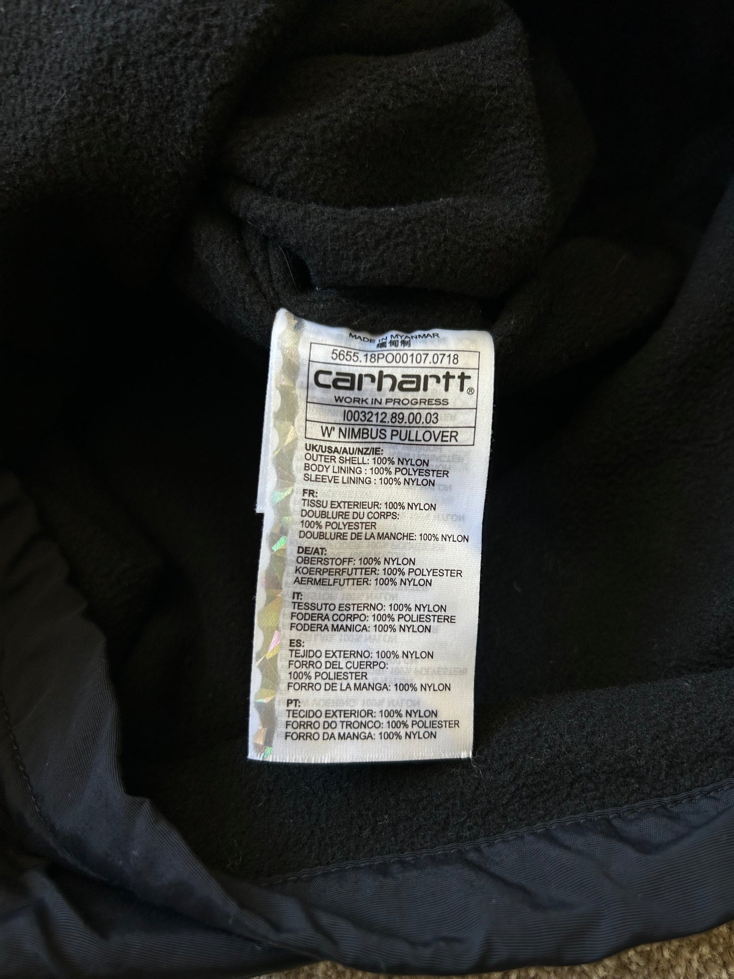 Carhartt Xtra Small Nimbus Pullover Black Jacket