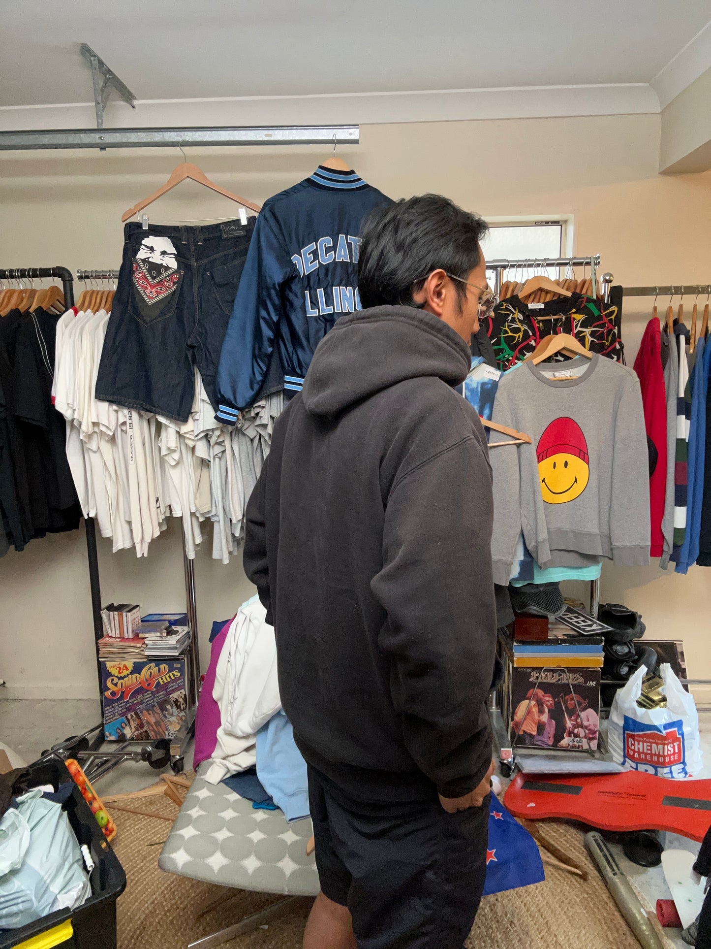 black Chinatown Market Money Arc hoodie featuring a Reflectorized white logo graphic on the chest Large