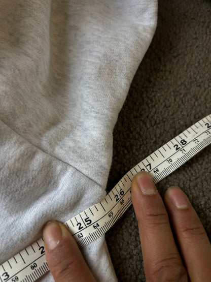 Hine Collection gray hoodie features a prominent navy blue "HC" embroidered logo on the chest