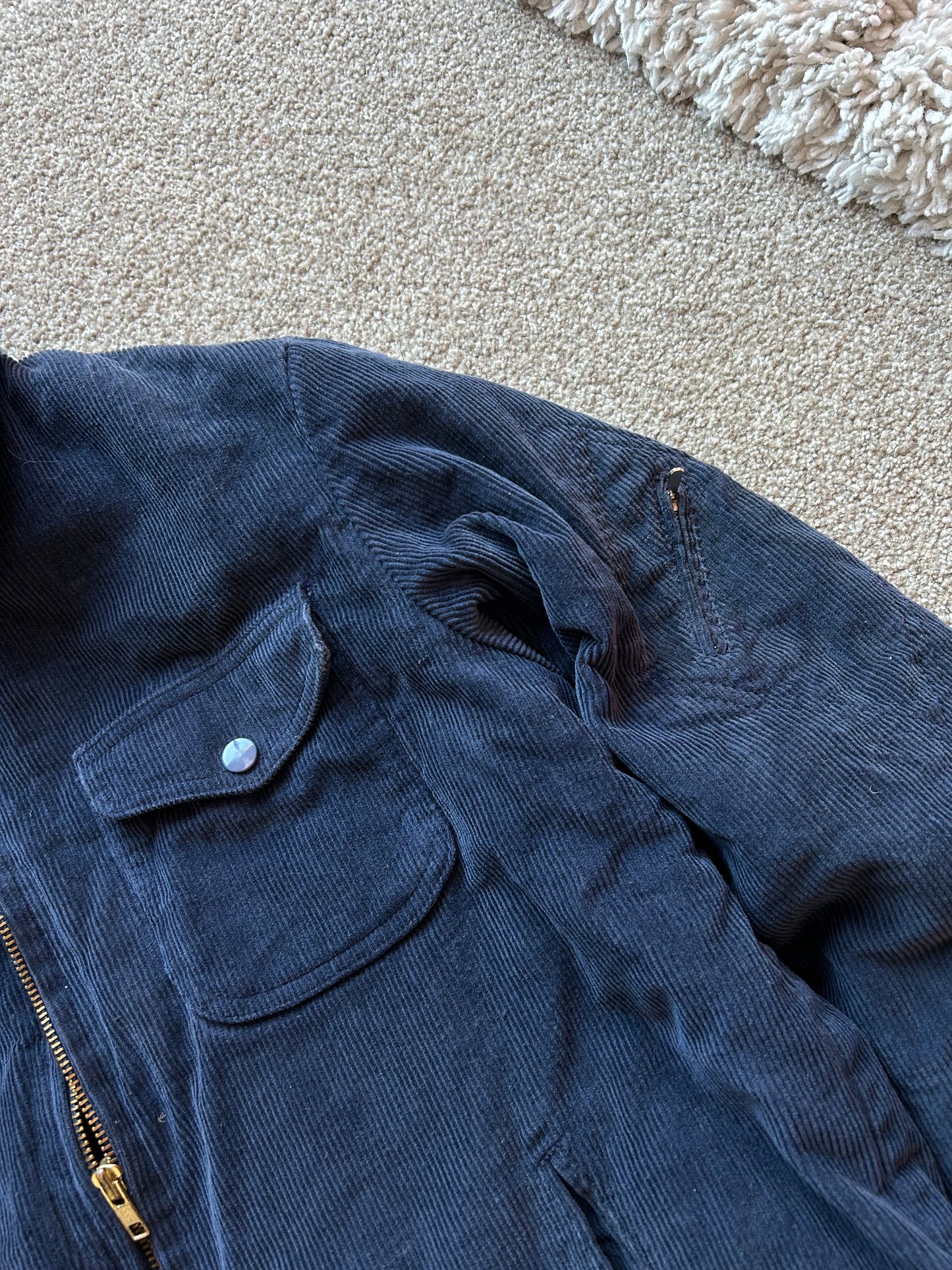 Yanks Navy Blue Jacket Corduroy Large Made in USA