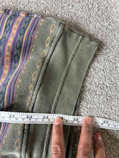 vintage green patterned sweatshirt with a crew neck and striped design Green XL