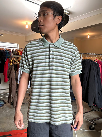 Lacoste men's striped polo shirt Green Large