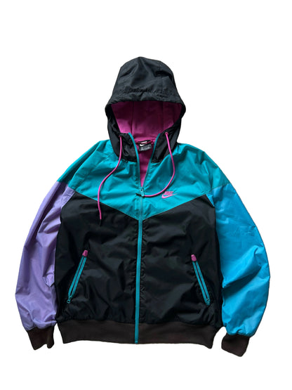 Nike Sportswear Windrunner Jacket in a black, teal, and purple colorway Large