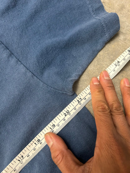 Vintage blue Swanndri t-shirt features a "Head Office" graphic print on the back Large
