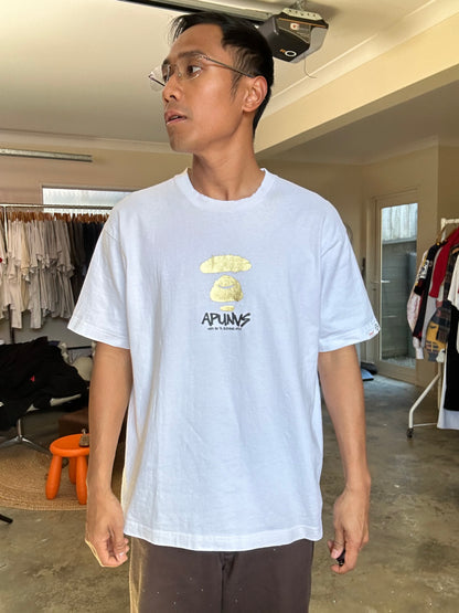 white t-shirt is the AAPE by A Bathing Ape logo-print T-shirt Small