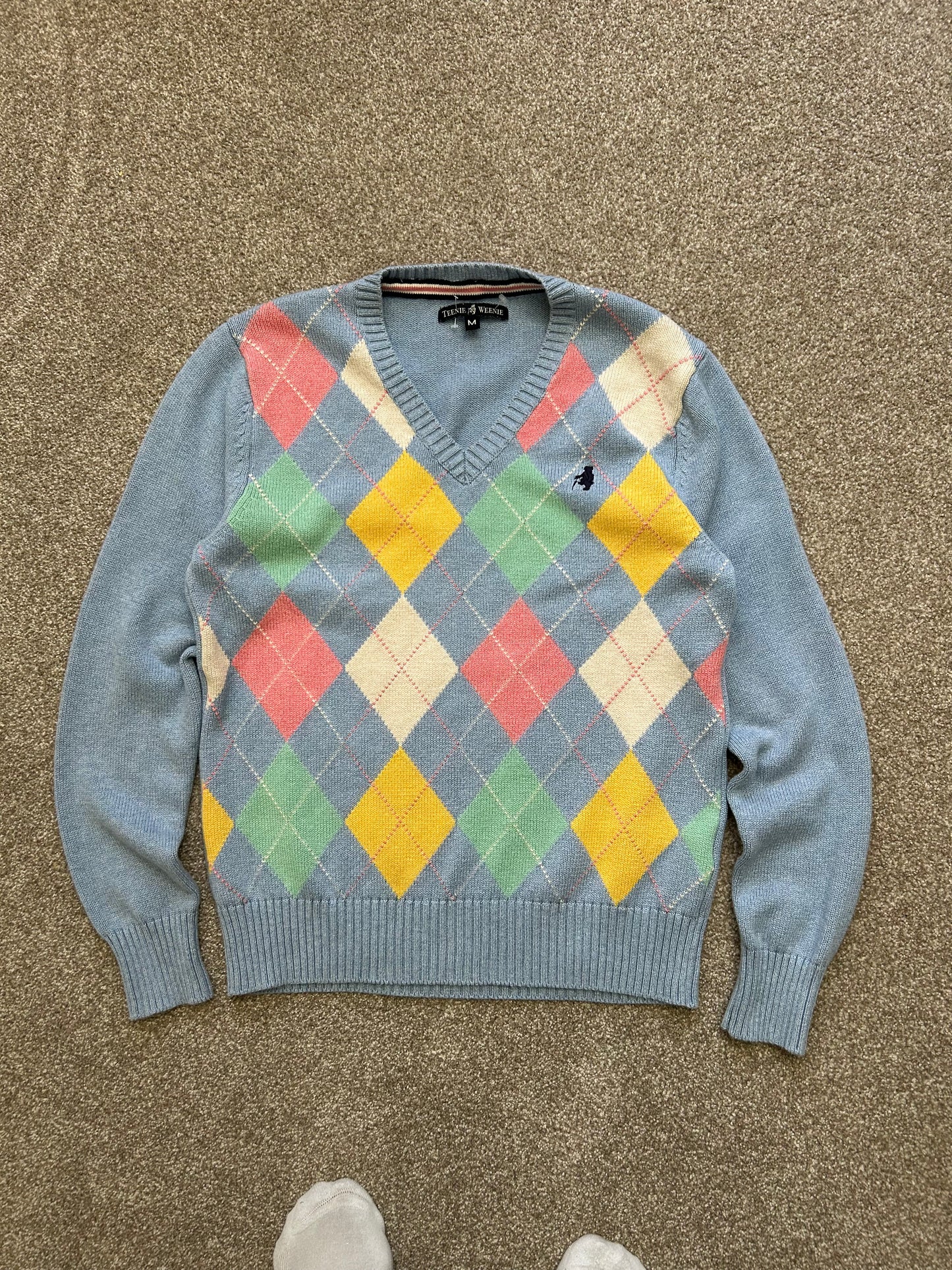 Teenie Weenie Knitted Sky Blue Medium V Neck