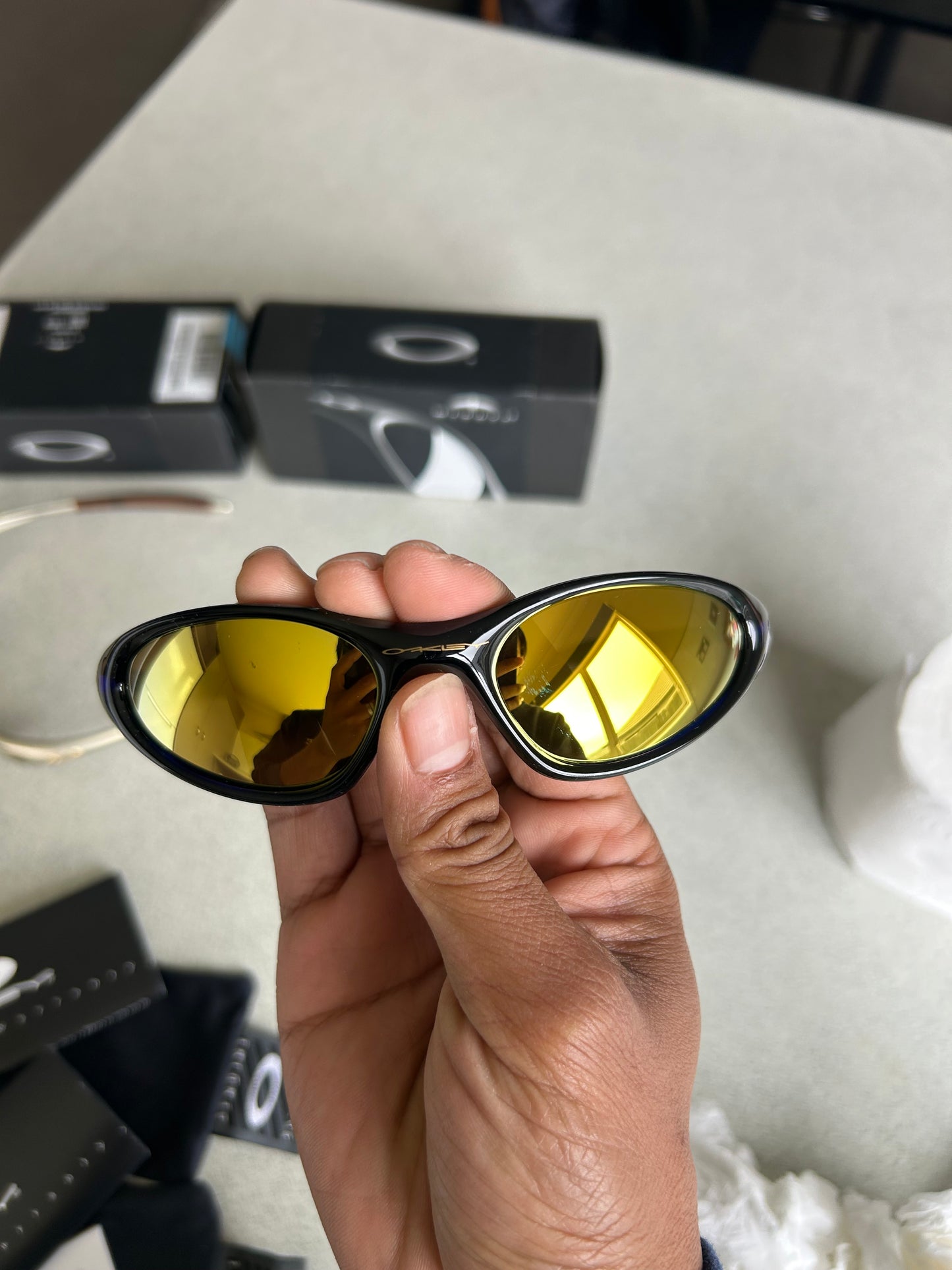 Authentic Oakley Minute 1.0 Crystal Blue/24K Gold Iridium Sunglasses