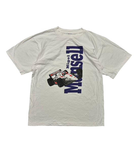 Vintage Nigel Mansell Formula 1 Single Stitch Graphic Tee White XL