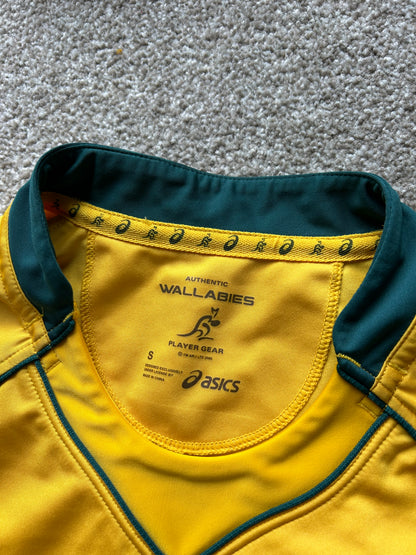 official Asics Australia Wallabies Rugby Union shirt from the 2016/17 season Yellow Small