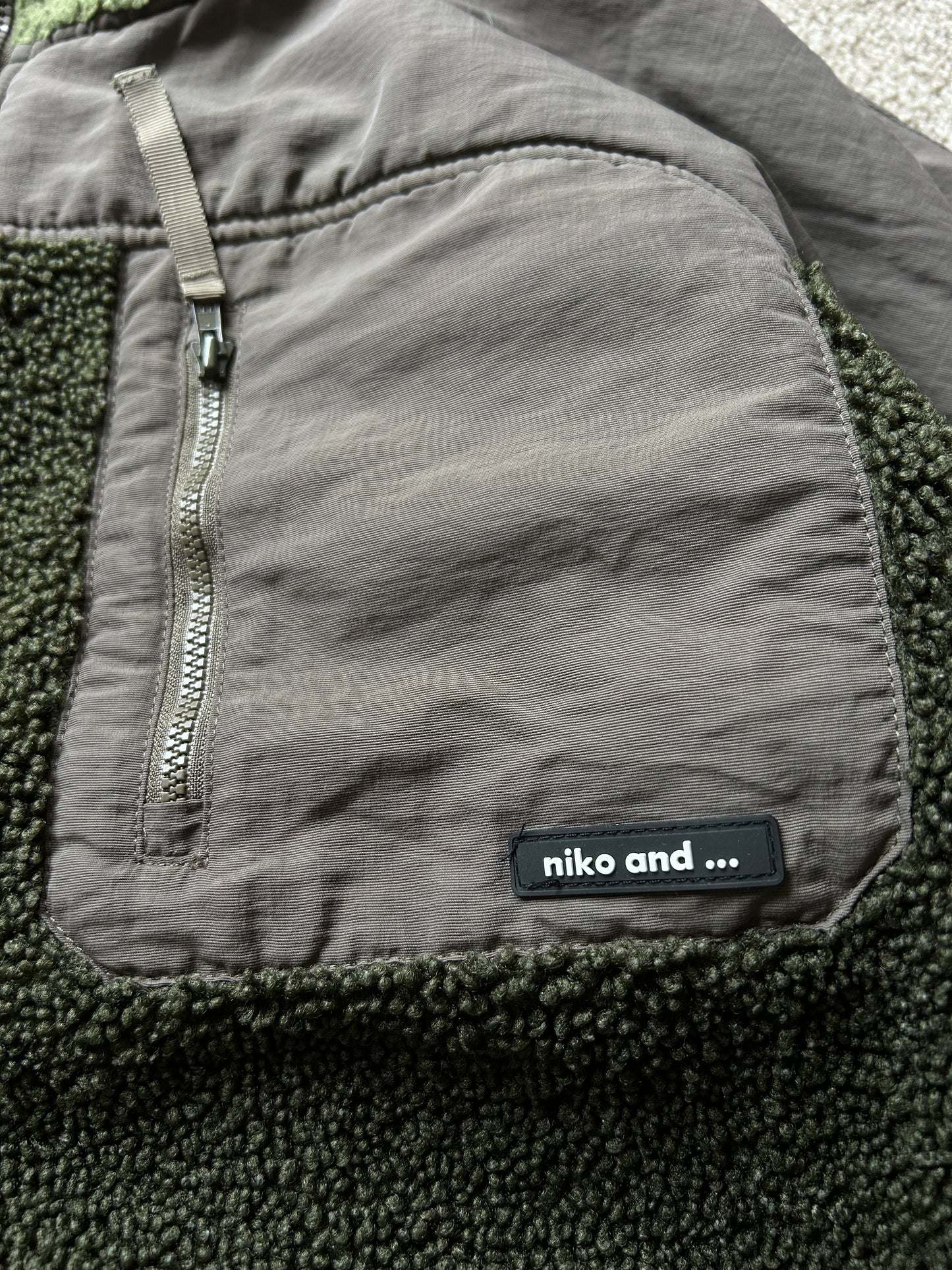 Niko And.. Fleece Jacket Olive Patchwork Medium
